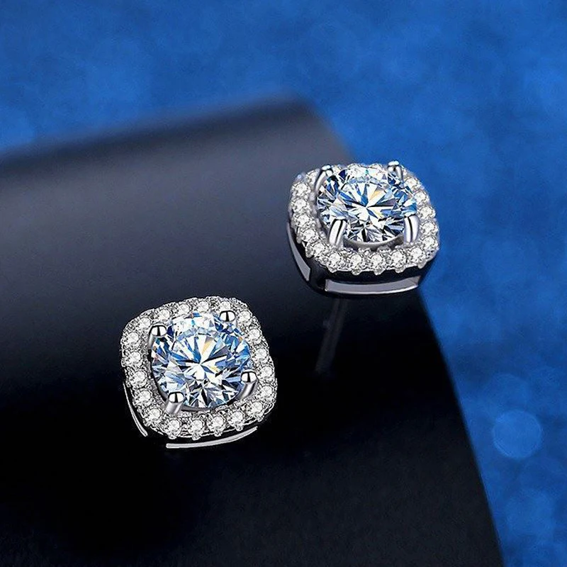 

COSYA 100% 925 Sterling Silver D Color Moissanite 0.5 Carat Geometric 7.5*7.5mm Shining For Female Wedding Earrings Fine Jewelry