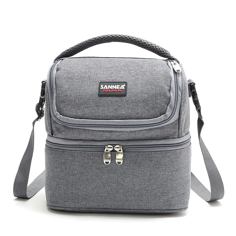 Портативная сумка для обеда, термоизолированная коробка для обеда, сумка-холодильник, сумка Bento, контейнер для обеда, школьная упаковка для хранения еды, Bolsa - Цвет: Gray