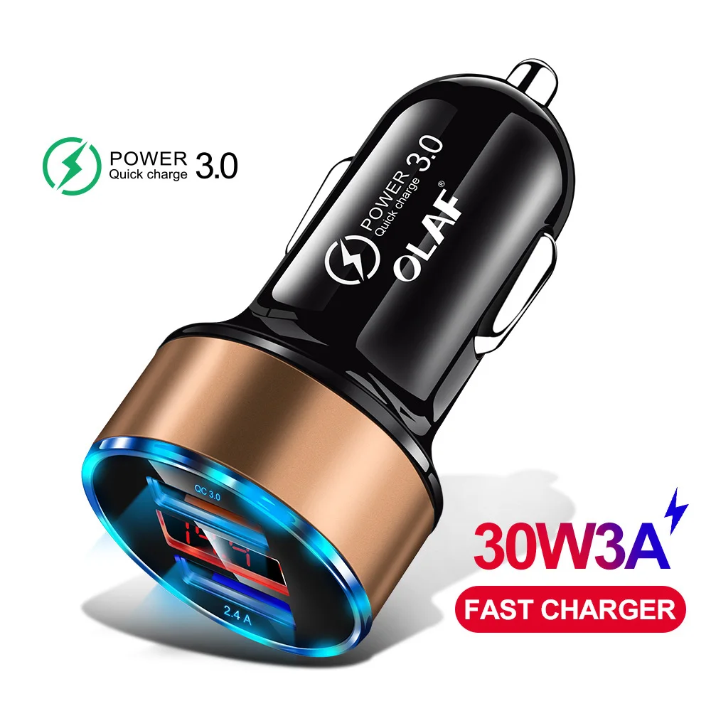 Gold Олаф 30 Вт 3A Quick Charge 3,0 зарядных порта USB для автомобиля Зарядное устройство для Xiaomi Mi huawei Supercharge SCP QC3.0 быстрый USB автомобильный держатель для телефона для быстрой зарядки - Тип штекера: Gold