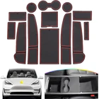 Резиновый противоскользящий коврик для Tesla Model 3 модель3 2021, накладка на чашку с канавками для двери, подушка для телефона, подставка под ворота, подставка под дверь, автомобильные наклейки, аксессуары