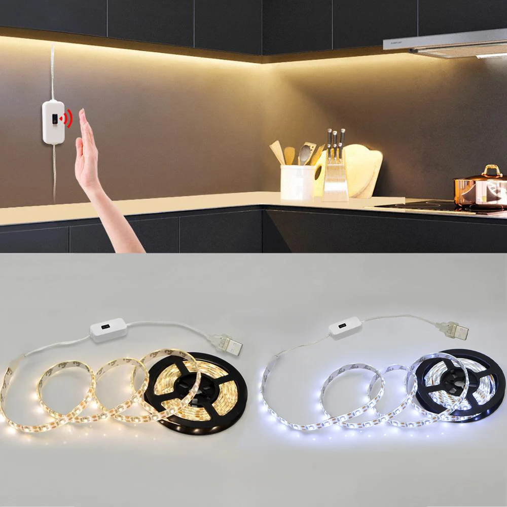 

1M-5M Motion Sensor LED Light Bar SMD 2835 Sweep Frequency Smart Switch Dimmable Cabinet TV Backlight Decorative Night Light