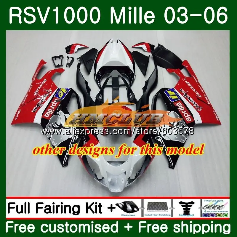 Комплект обтекателей для Aprilia Ove RSV 1000 R RR 2003 2004 2005 2006 42CL.4 красный черный RSV1000RR RSV1000R