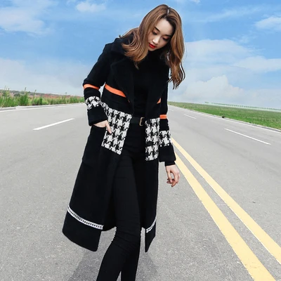 Брендовое шерстяное пальто 2020 новая осенне-зимняя женская одежда тысячи птиц