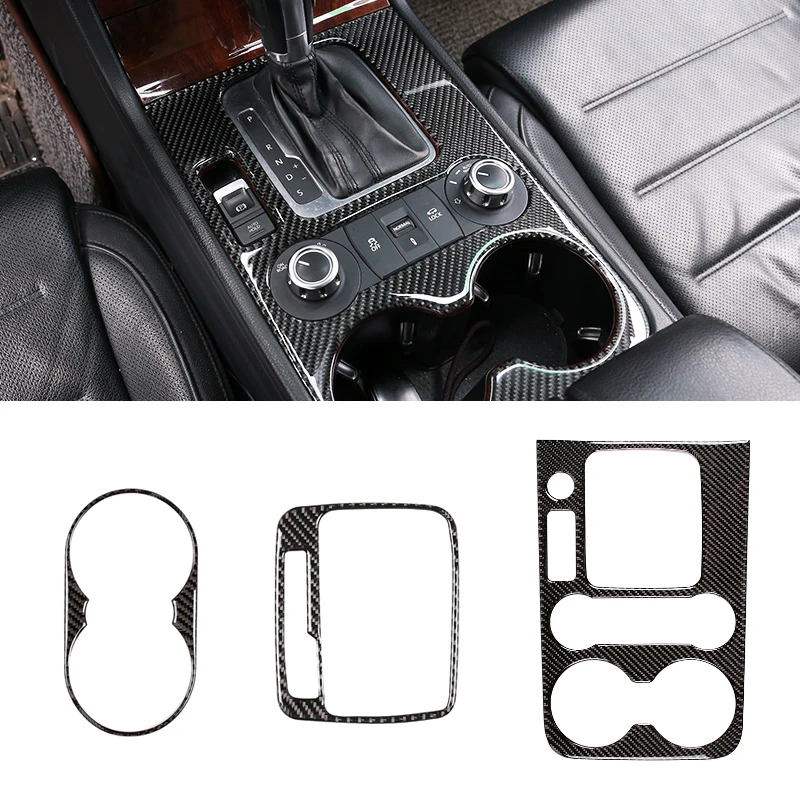 

For VW Touareg 2011 - 2018 Carbon Fiber Car Interior Center Control Gear Shift Panel Water Cup Holder Sticker Cover Frame Trim