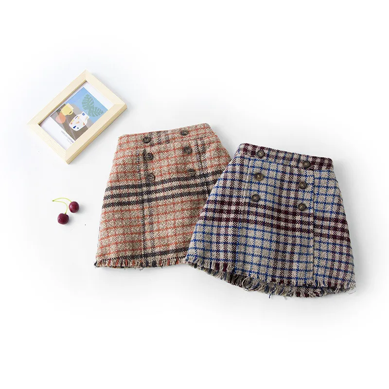 Юбка для маленьких девочек 2 3 4 5 6 лет осенне зимняя Корейская клетчатая юбка