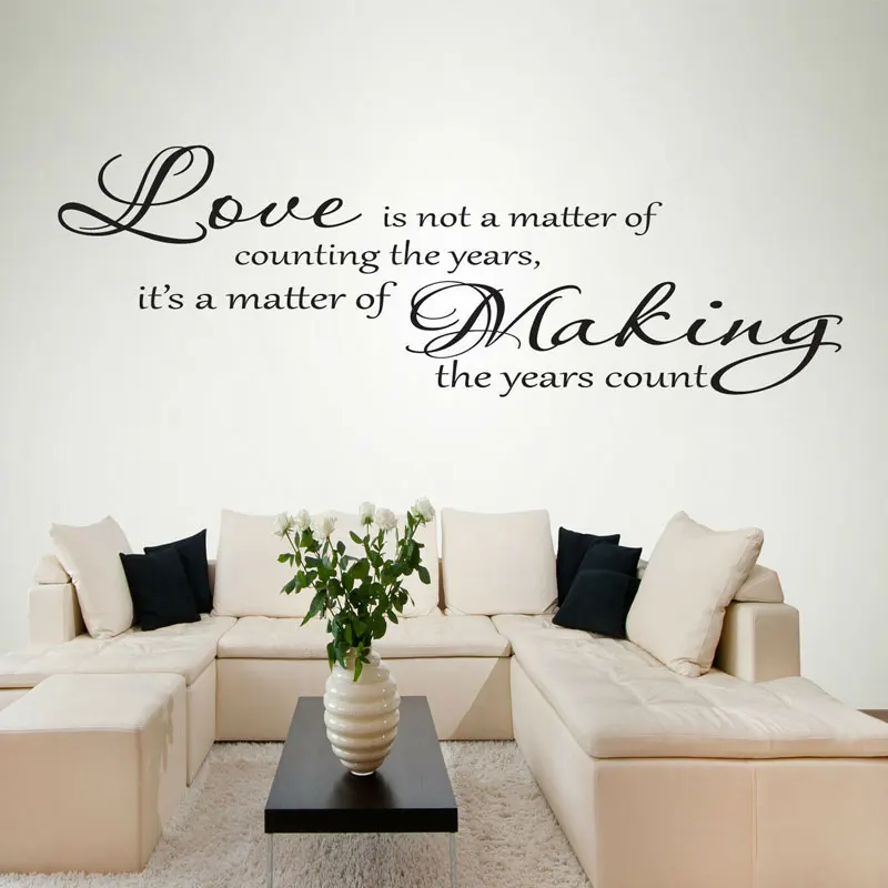 Наклейки на стену с надписью Love Counting The Years Виниловые для декора дома спальни