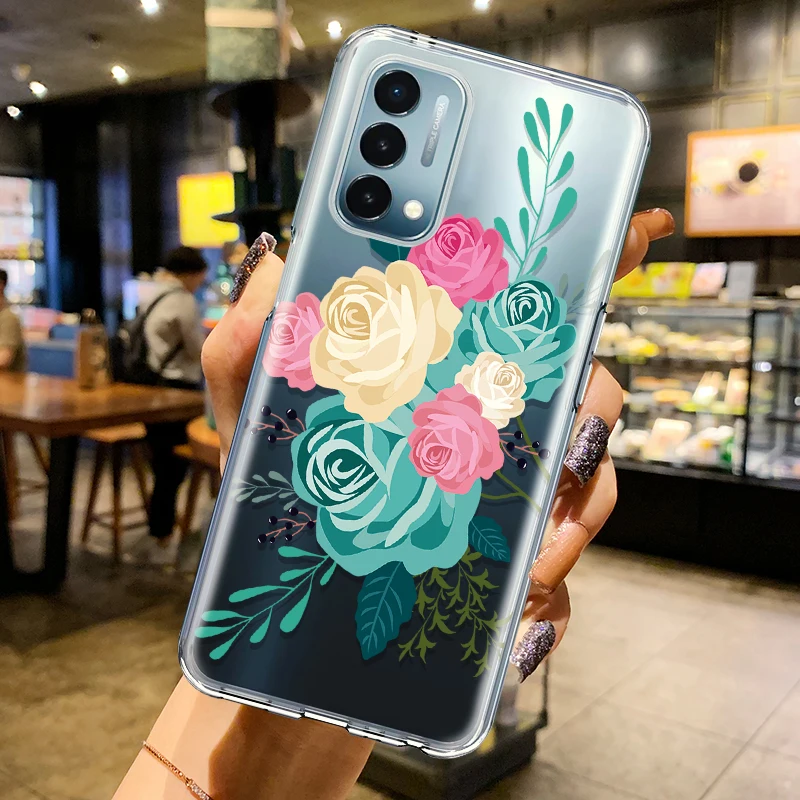 rose flower case for oneplus 8 t 9 one plus 8 7 pro 7t 6 8t 9rt nord 2 ce n200 n10 n100 5g transparent tpu silicone phone cover free global shipping