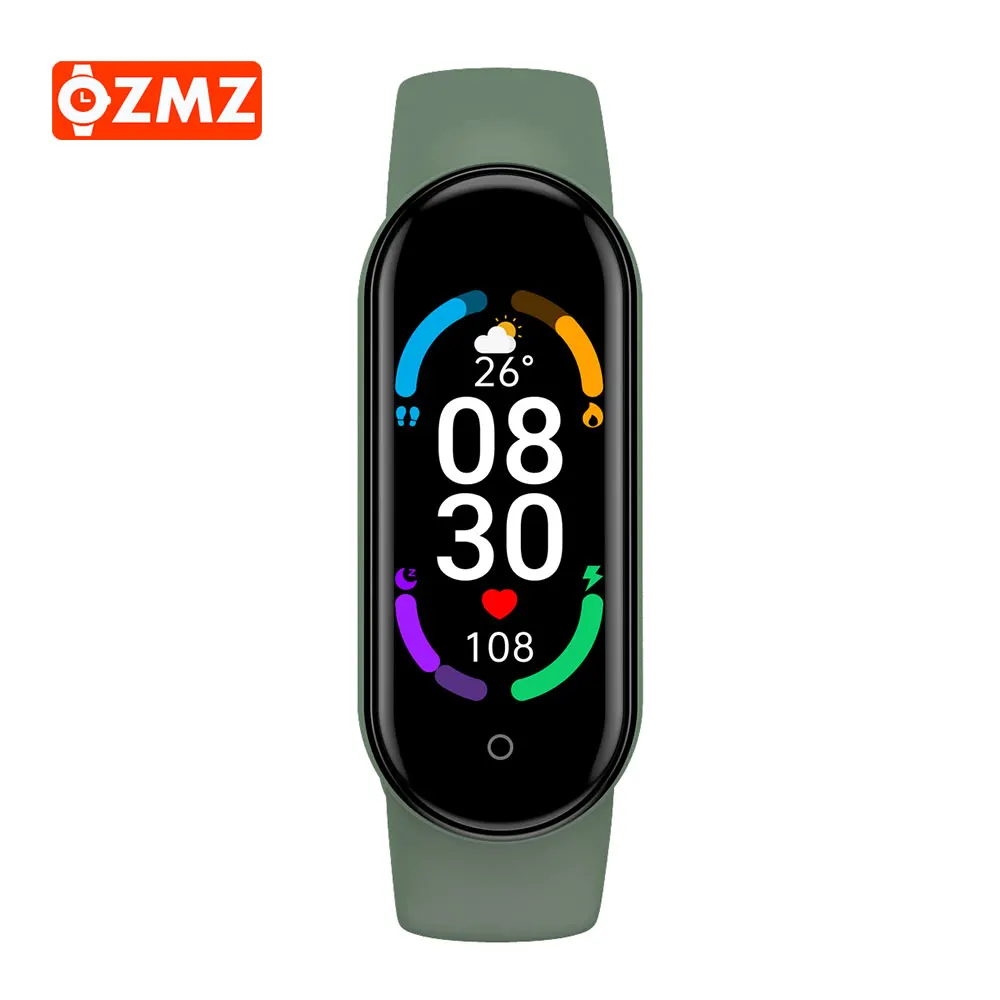 

2021 M6 Smart Wristband Women Health Monitor FitnessTracker Heart Rate Sleep Detect Alarm Clock Smart Bracelet For Andriod iOS