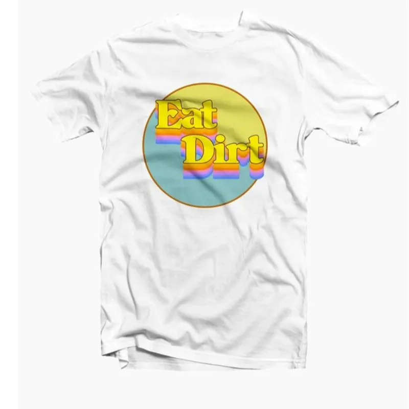 

Hillbilly Eat Dirt Funny Letters Print Unisex Men Women Graphic Tees White Cotton Short Sleeve 80s 90s Vintage Fashion T shirts