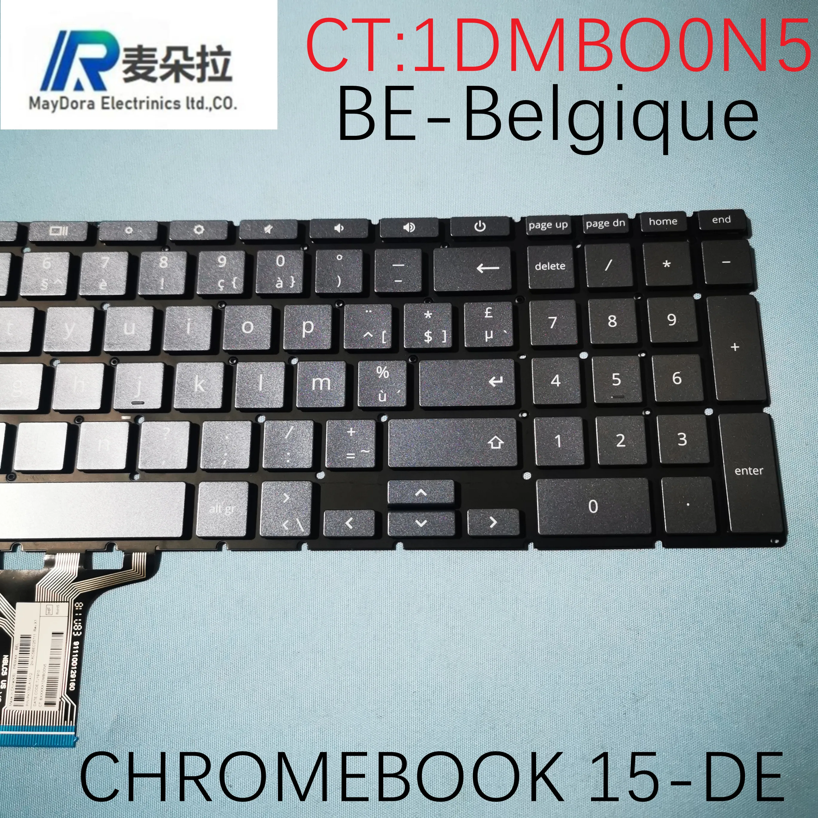 Клавиатура BE-Бельгия с подсветкой для ноутбука HP CHROMEBOOK 15-DE голубая 1DMBO0N5 |