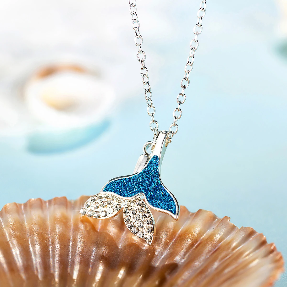 2020 Модное Новое Стильное ожерелье с хвостом русалки покрытое розовым золотом 925