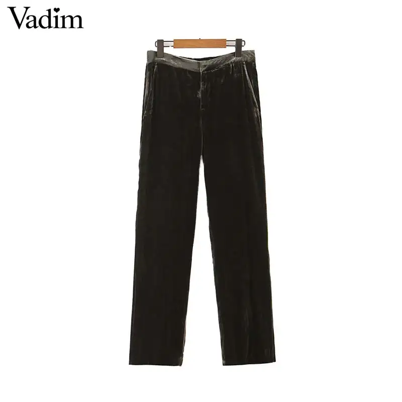 Женское элегантное платье vadim бархатные Длинные Штаны эластичная талия на молнии