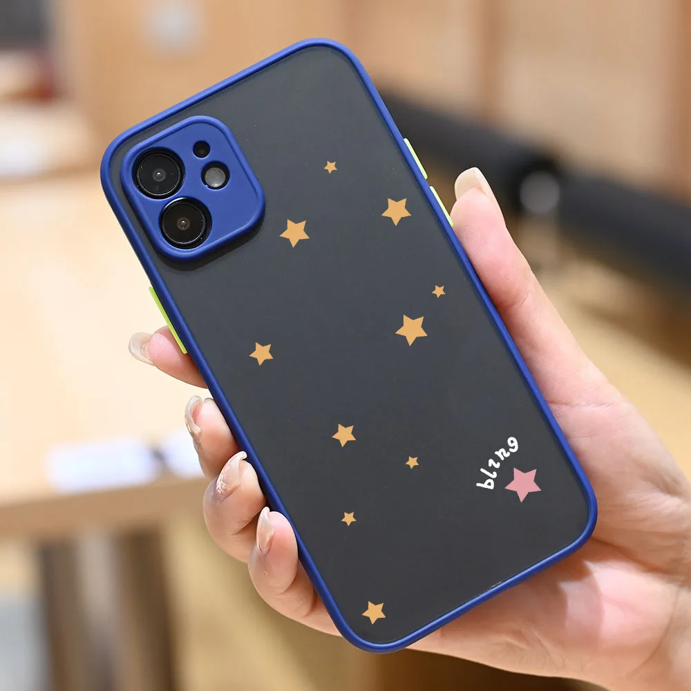 

Stars Matte Back Case for iPhone 11 12 13 Pro Max Shockproof Phone Silicone Cover for Apple mini XS XR 7 8 Plus SE2 Fundas Para