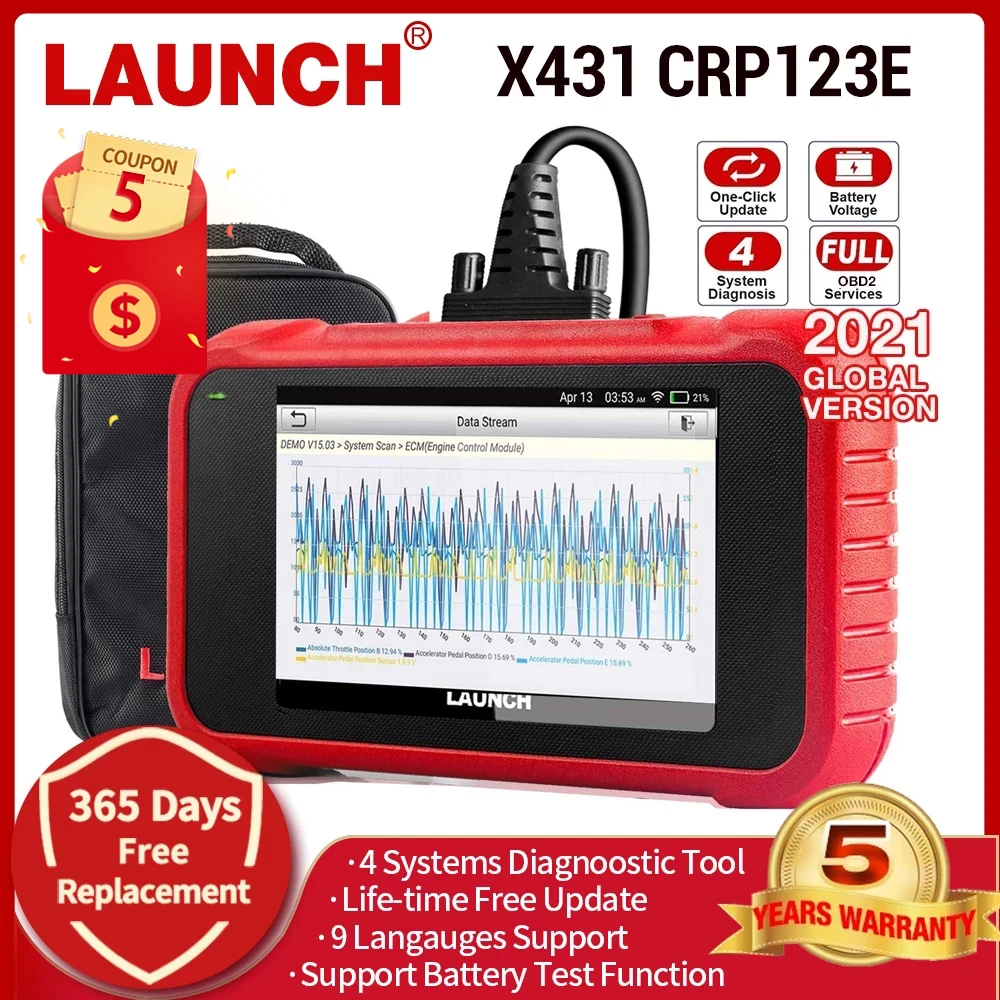 LAUNCH X431 CRP123E OBD2 автомобильный сканер OBD OBDII двигатель ABS подушка безопасности SRS
