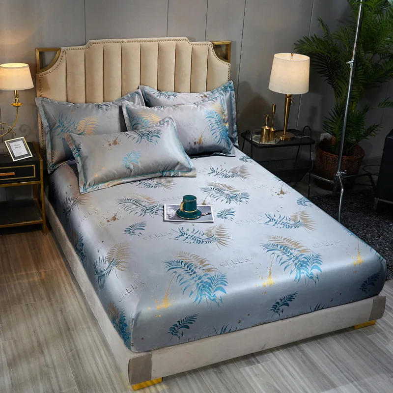 Новинка 2021 мягкая натяжная простыня из ледяной шелковой ткани для двуспальной