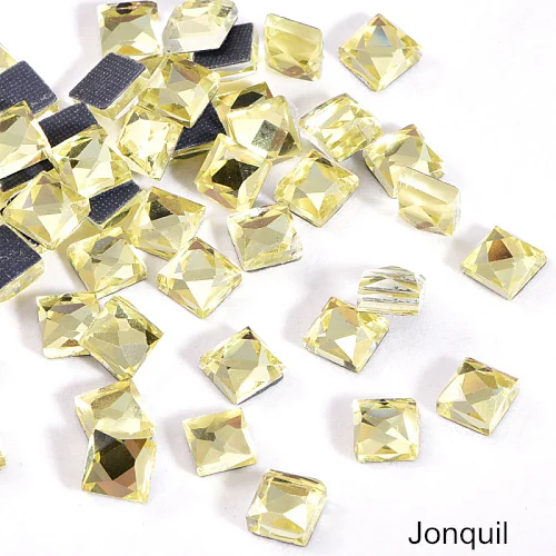 Jonquil 100 шт 6 мм стразы горячей фиксации стразы квадратные плоские с оборота стеклянные DMC горячей фиксации стразы железные стразы свадебное платье B0308 - Цвет: Jonquil