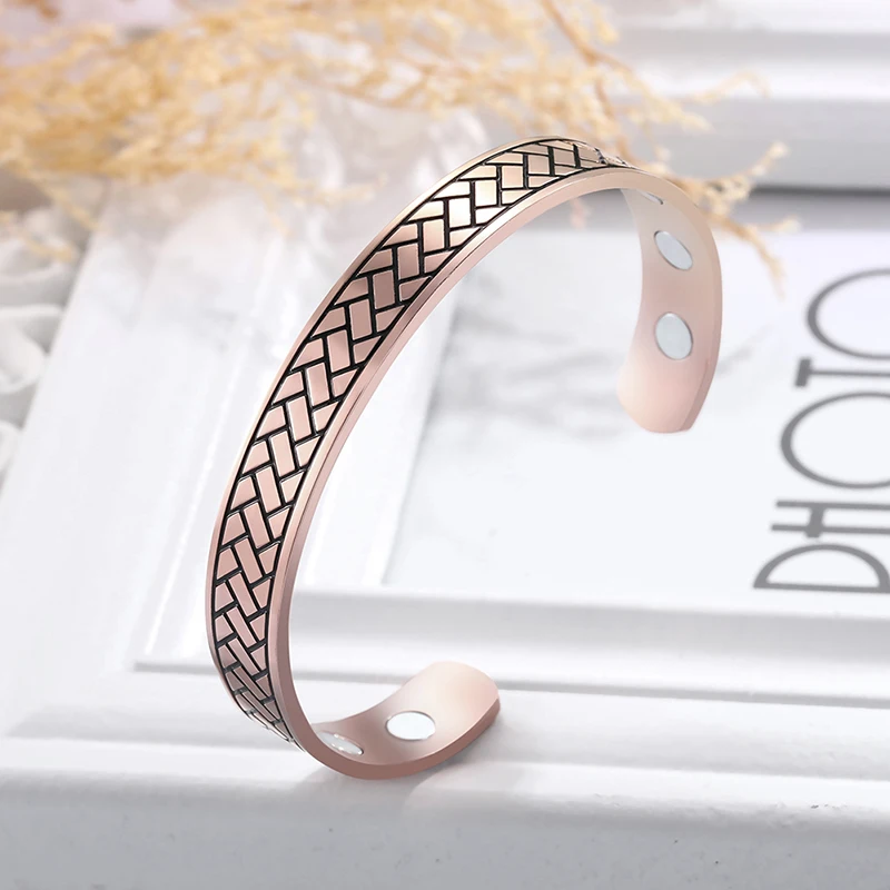 Браслет-манжета унисекс из розового золота с геометрическим узором браслет
