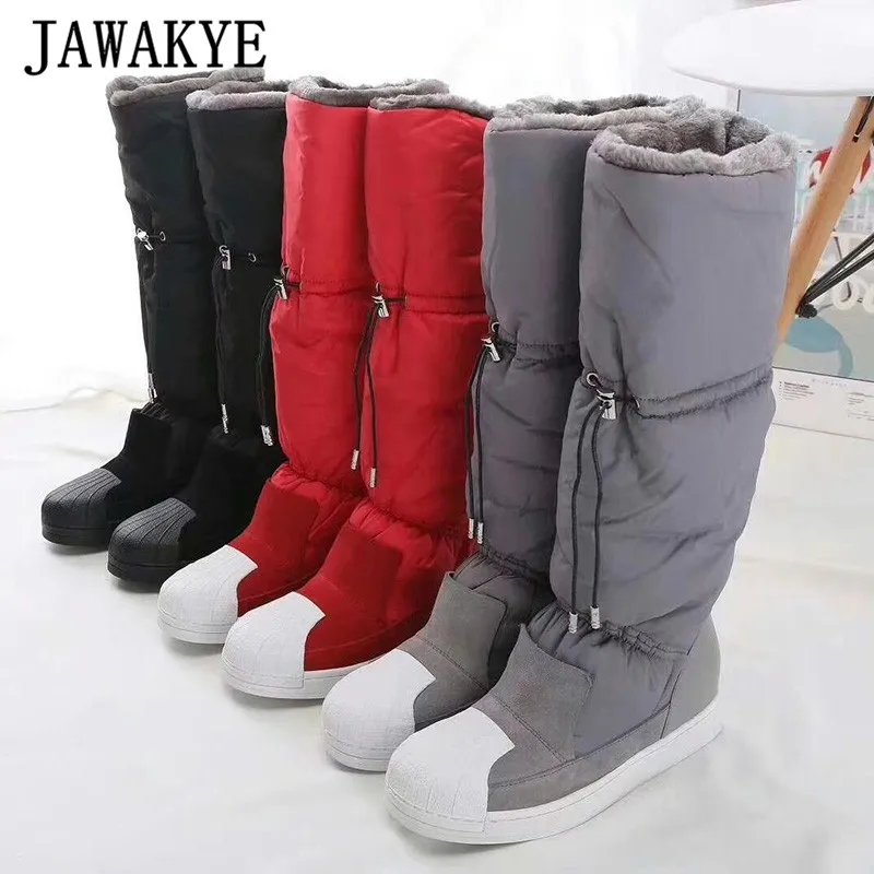 Winter cold-resistant Waterproof snow boots women Mid Calf Plush Boots Casual Flat shoes Botas Feminine wool long boots