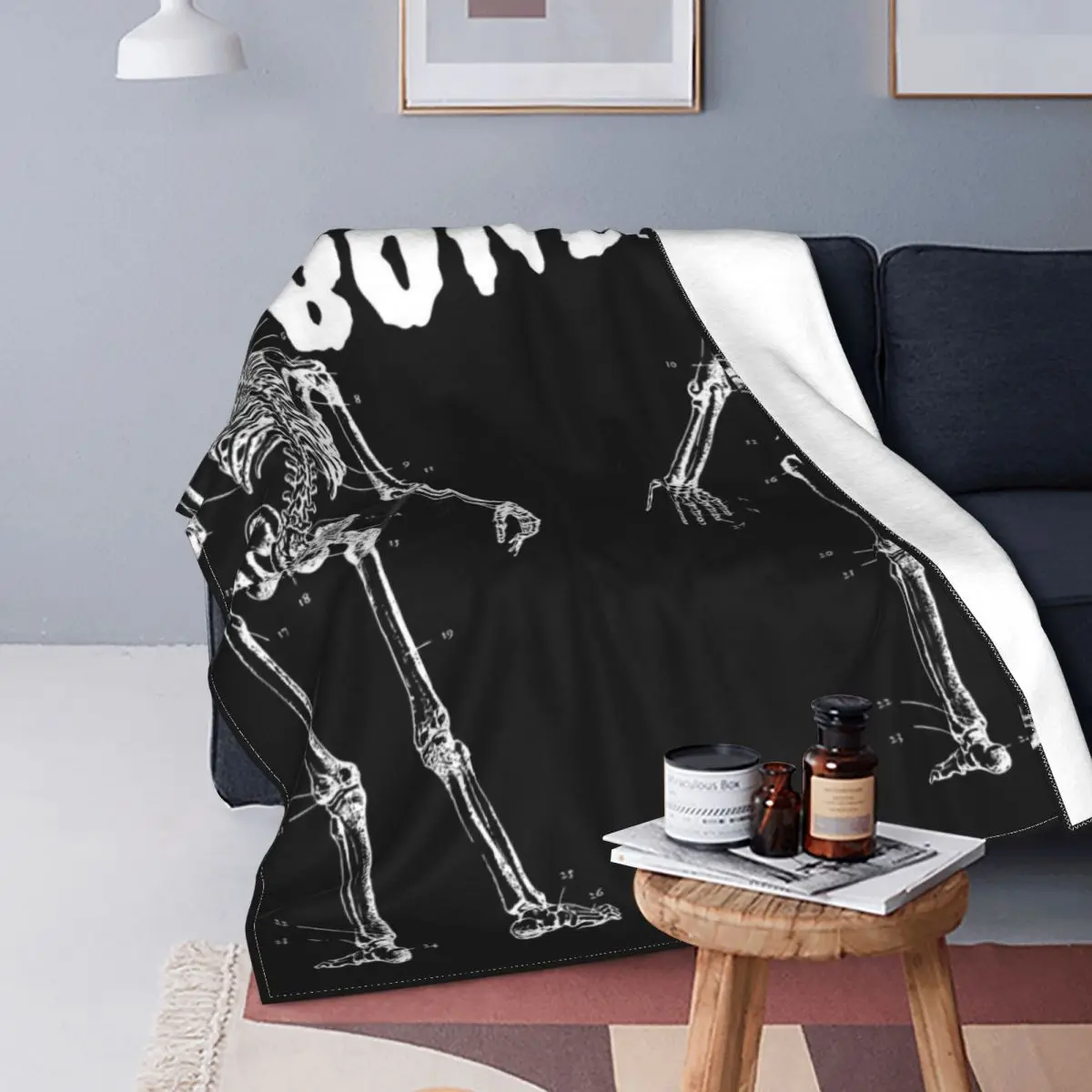 

Manta de Halloween con estampado de calavera y huesos, cubrecama de verano, manta doble a cuadros de muselina, 4 unidades