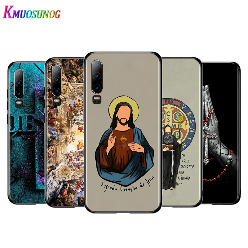 

Faith Jesus God cross Silicone Cover For Huawei P40 P30 P20 Pro P10 P9 P8 Lite E Plus 2019 2017 5G Black Soft Phone Case