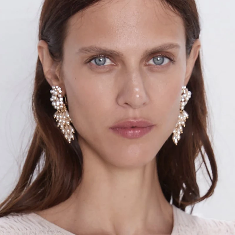 Модные висячие серьги ZA с искусственным жемчугом из смолы в стиле бохо бисером