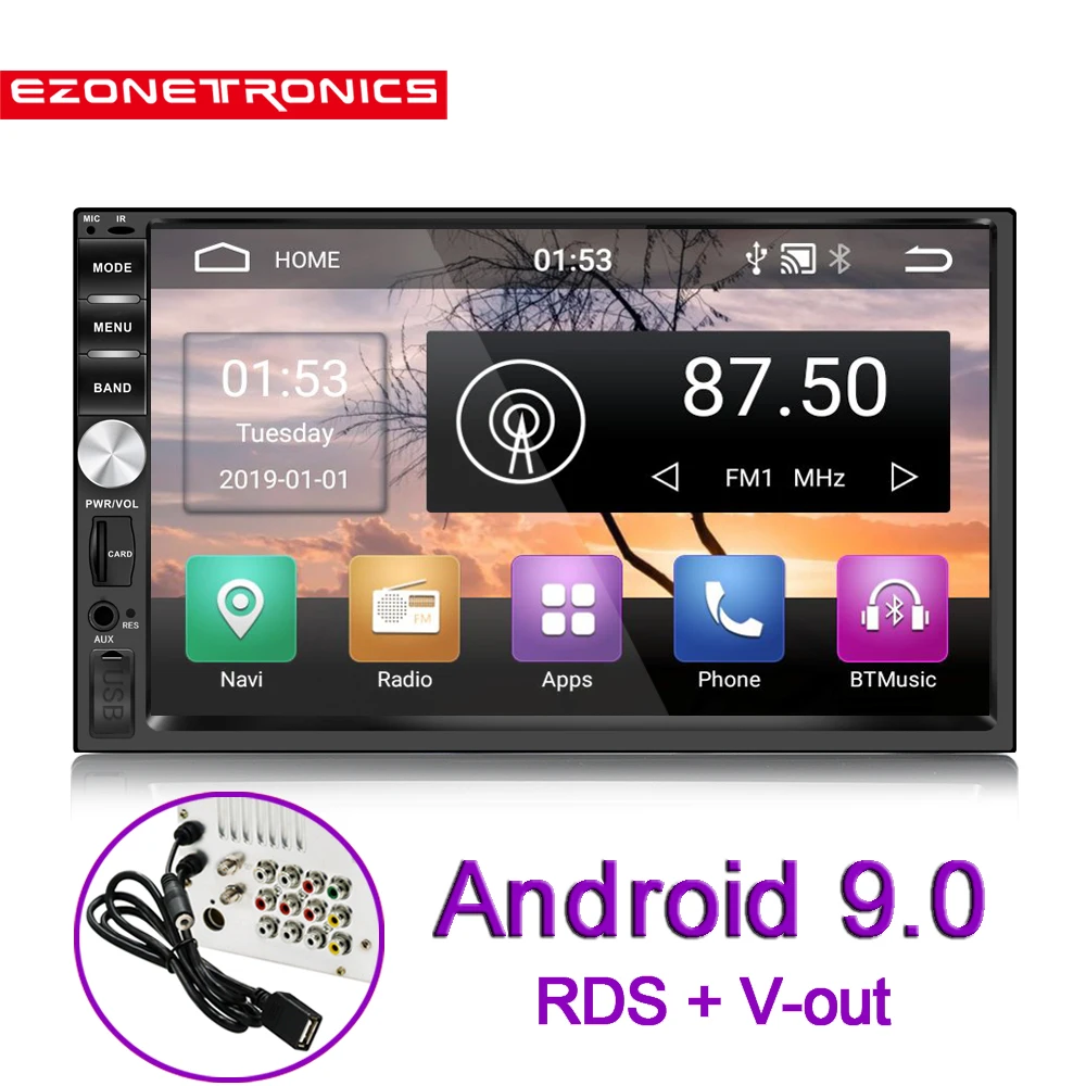 

19New 2 Din Android9.0 Car Radio Stereo 7inch Universal Car Player GPS Navigation Wifi Bluetooth USB Radio Audio Player No DVD