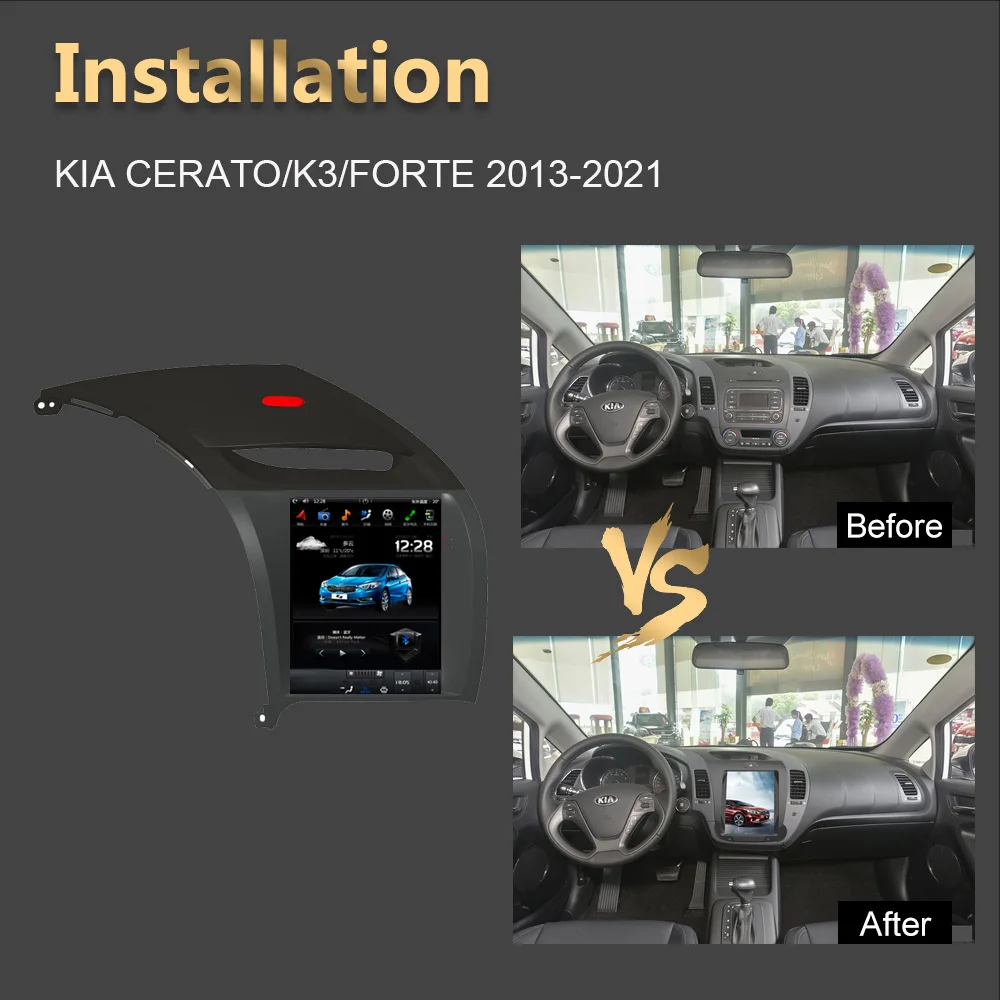 Автомобильный GPS-навигатор 10 4 "Tesla Style Android 9 0 для KIA CERATO/K3/FORTE 2013-2022 автомобильное