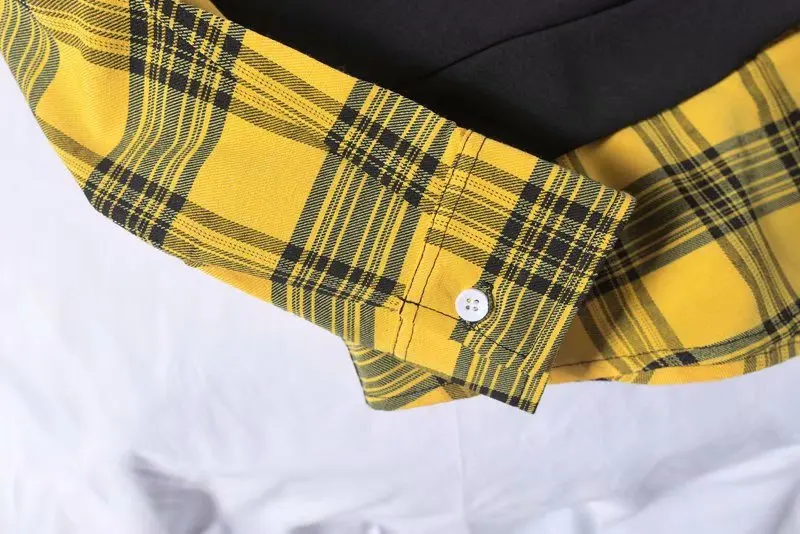 

Spring Fashion Men's Long Sleeve Plaid Shirts Vintage Fake-two-piece Harajuku Pullovers Male Casual Streewear Tops