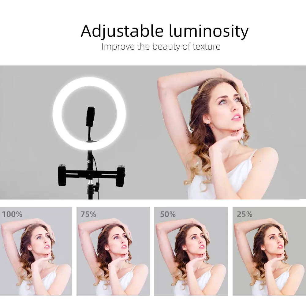 10 &quotсветодиодная кольцевая лампа для селфи YouTube Video Live 3200-5500k фотостудии
