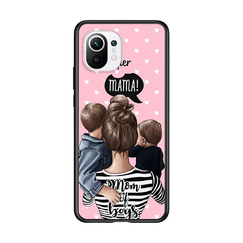 

Hot Mom Love Baby for Xiaomi Mi 11 10T Note 10 Ultra 5G 9 9T SE 8 A3 A2 A1 6X Pro Play F1 Lite 5G Black Phone Case
