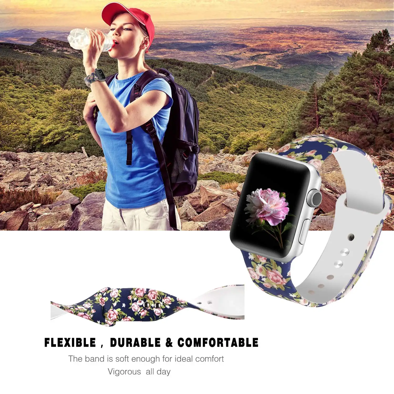 Печатные силиконовый ремешок для наручных часов Apple Watch 38 мм/40 мм 42 мм/44 мм спортивный ремешок для наручных часов iwatch серии 4/3/2/1 Смарт-часы браслет