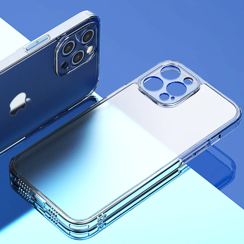 Матовый Прозрачный чехол из закаленного стекла для iPhone 13 12 11 Pro Max противоударный