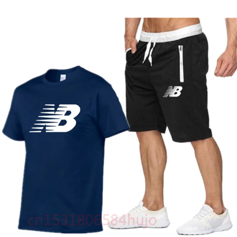 

2021Summer fashion men's and women's casual sportswear short-sleeved shorts breathable heat dissipation two-piece simple and dur
