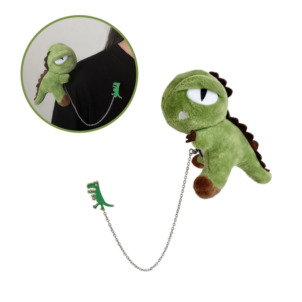 

Cute Stuffed Animal Dinosaur Brooch Doll Pin Brooch Decor Plush Green Dinosaur Doll Brooch Bag Accessories For Kids Girl Gift