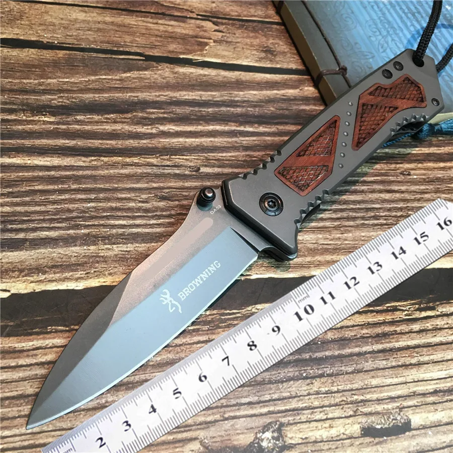 

DA53 Quick Opening High Hardness Folding Knife 3CR13MOV Steel + Acid Wood Handle Military Survival Hunt And Camp Knife Pocket