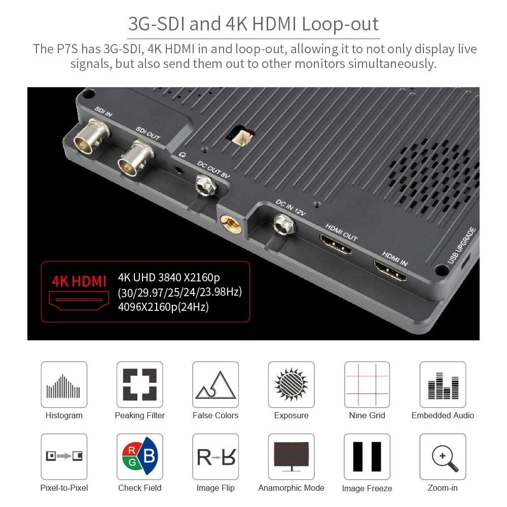 FEELWORLD P7S 4K HDMI монитор совместимый с 2200nit ультра яркий 7 дюймов Алюминий дизайн для