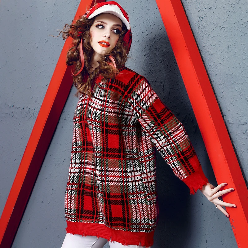 LORDLDS Fashion Womens Hooded Hoodies Plaid Women Clothes 2019 New Girl Light Red Pullovers Tops for woman | Женская одежда
