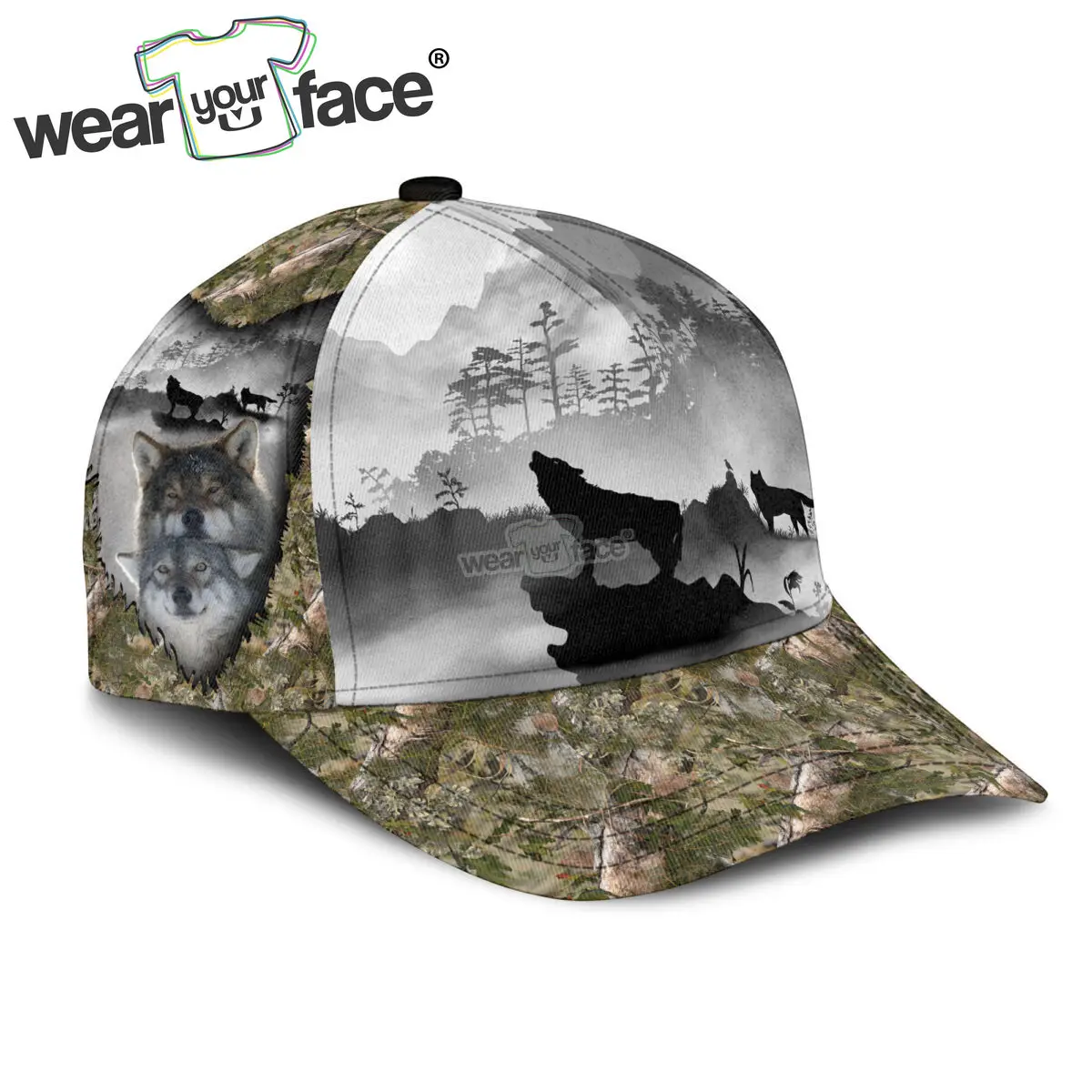 

Wolf Animals Fishing Deer All Over Printed Snapback Hat Women Men Adult Hip Hop Headwear Outdoor Casual Sun Visor Baseball Cap