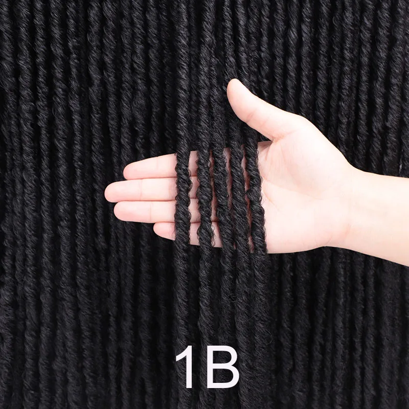 # 1B 20 дюймов мягкие крючком косички Jumbo Dread прическа Омбре цвет синтетический искусственный Locs плетение волос наращивания - Цвет: # 1B