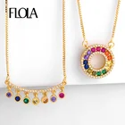 Позолоченное Радужное ожерелье FLOLA с очаровательным цветным цирконием и камнем, ожерелье-чокер, Радужное женское ожерелье, Женская мода nкеп60