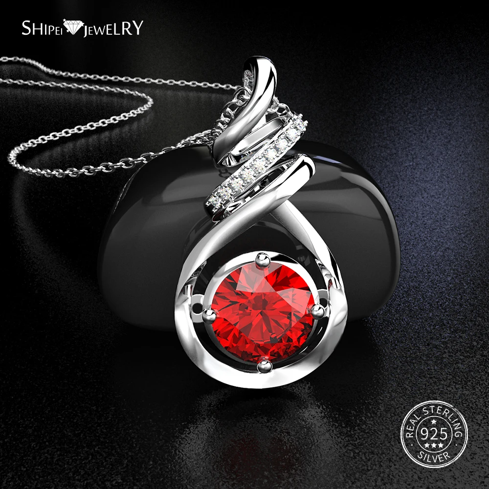 Женское ожерелье с подвеской из серебра 100% пробы натуральным сапфиром|Ожерелья| |