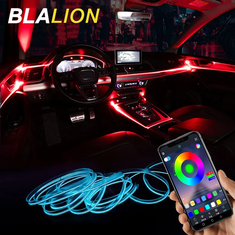 Автомобильный атмосферный светильник s EL неоновый провод полоса RGB приложение