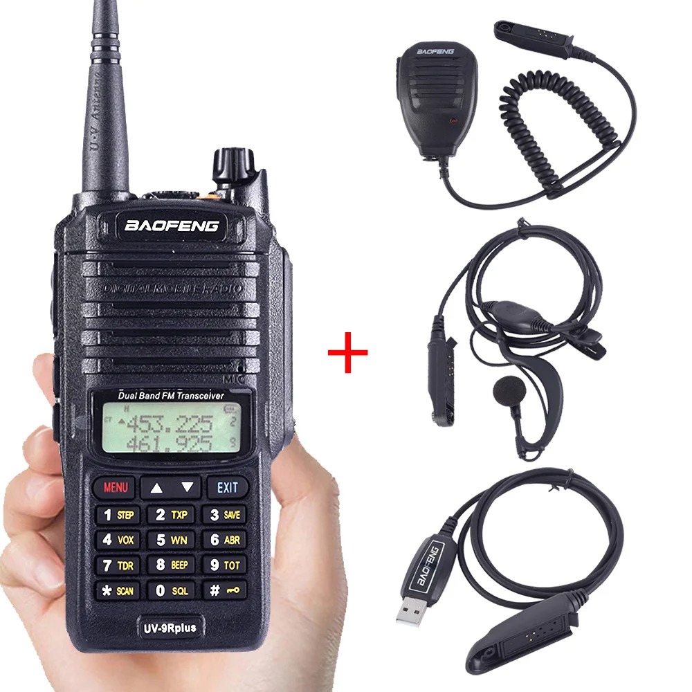 UV-9RP-Ear-mic-cable Baofeng UV-9R plus высокая мощность обновление водонепроницаемый IP67 walkie talkie 10 Вт для двухсторонней радиосвязи дальность 10 км 4500 мАч UV 9R plus - Цвет: UV-9RP-Ear-mic-cable