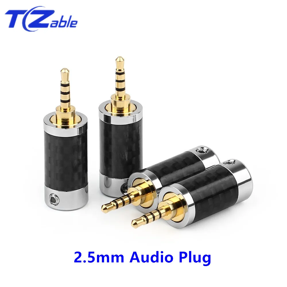 2.5mm Plug Black 2 шт. разъем для наушников 2,5 мм 3,5 мм Hifi Разъем для наушников 3,5 4 полюса Мужской Аудио разъем волоконный адаптер для наушников Разъем для баланса - Цвет: 2.5mm Plug Black