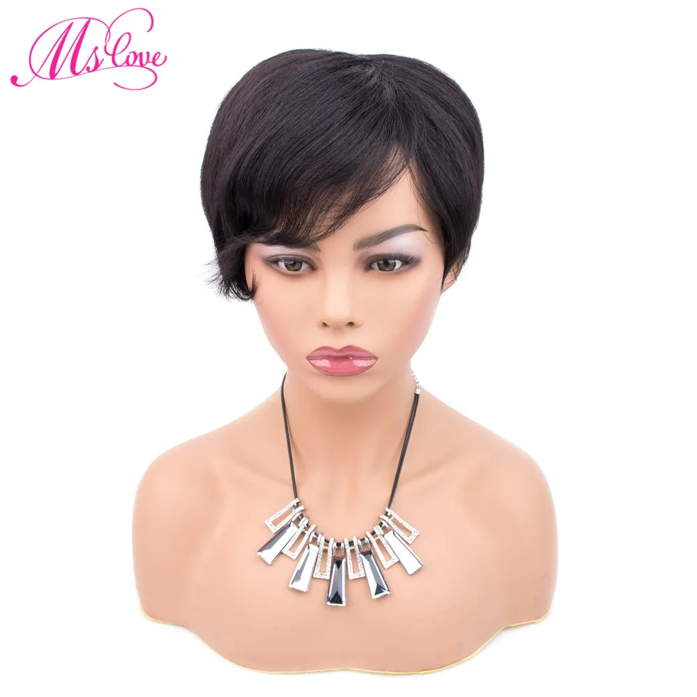 Парик фея прямые волосы Боб парики с челкой для чернокожих женщин полностью