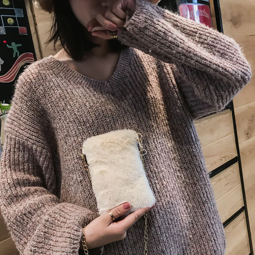 Женская сумка через плечо индивидуальная натуральная плюшевая мешок на цепочке