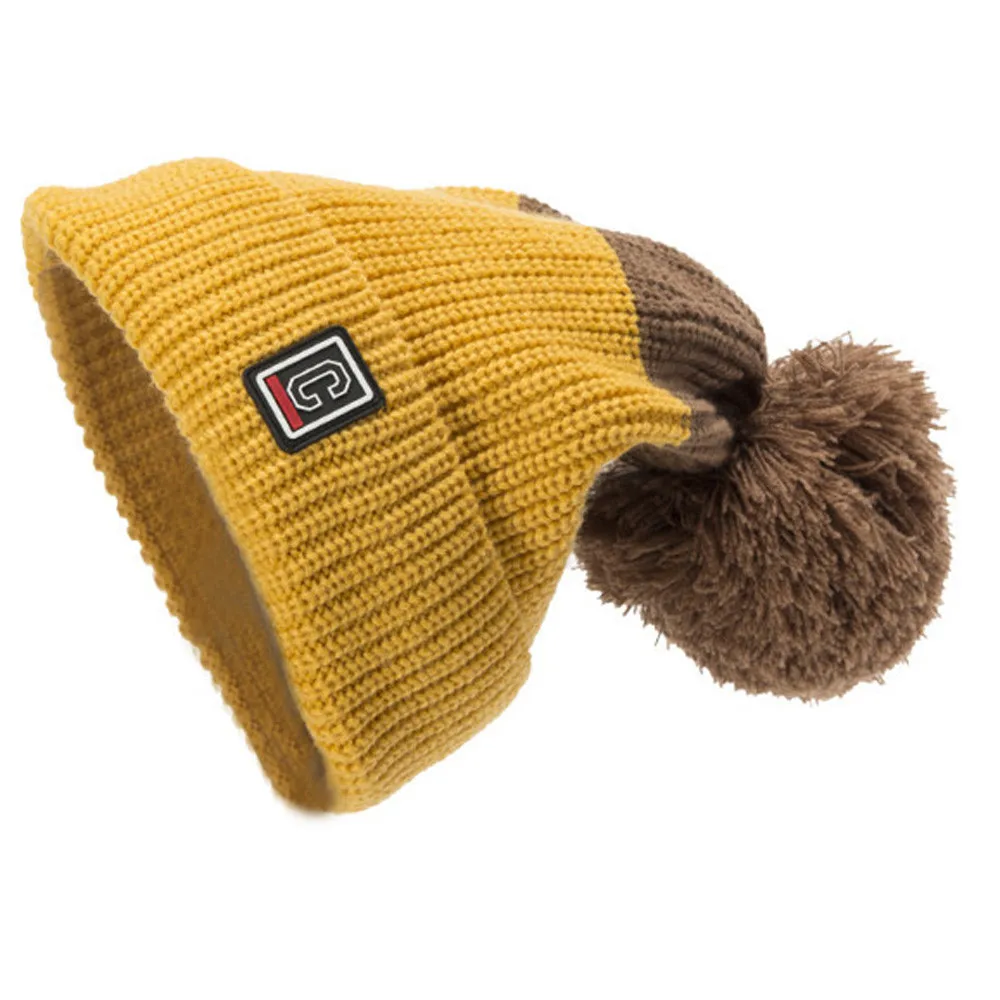 New Fashion Female Winter Hats Casual Color Matching Handmade Knitted Coarse Lines Cable Retro Style Hairball Crochet Cap | Аксессуары