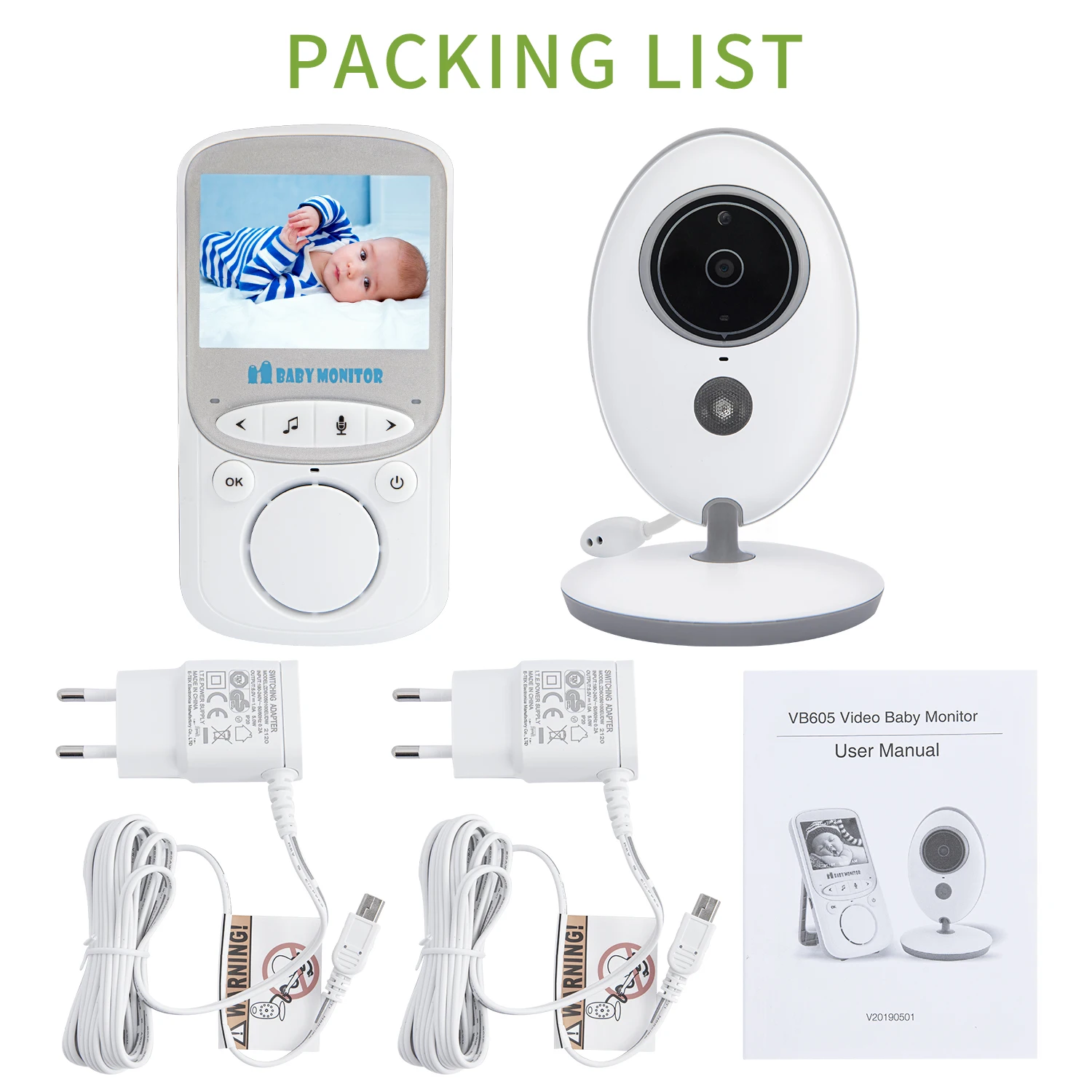 Радионяня VB605 Беспроводная с ЖК дисплеем 2 4 дюйма 24 часа|Радионяни| |