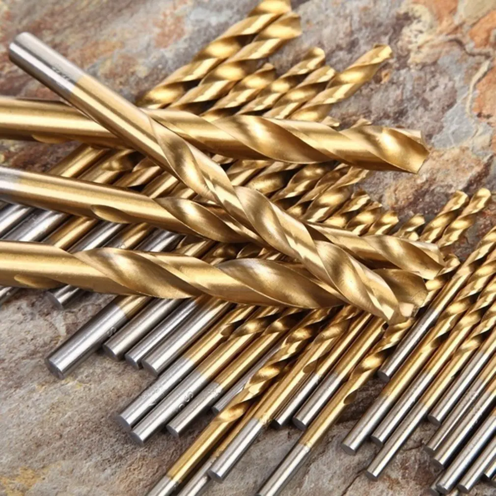 50Pc Titanium Coated Drill Bits HSS High Speed Steel Set Tool Multi Function Metal Drills Power Tools 1/1.5/2/2.5/3mm | Инструменты