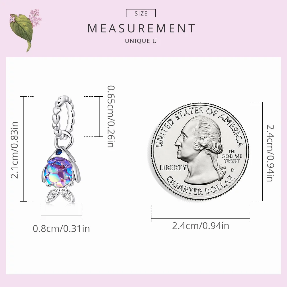 Bamoer Genuine 925 Sterling Silver Fancy Fish Charms Pendant Fit Bracelet or Bangle Trendy Ocean Dream Fine Jewelry Gift |